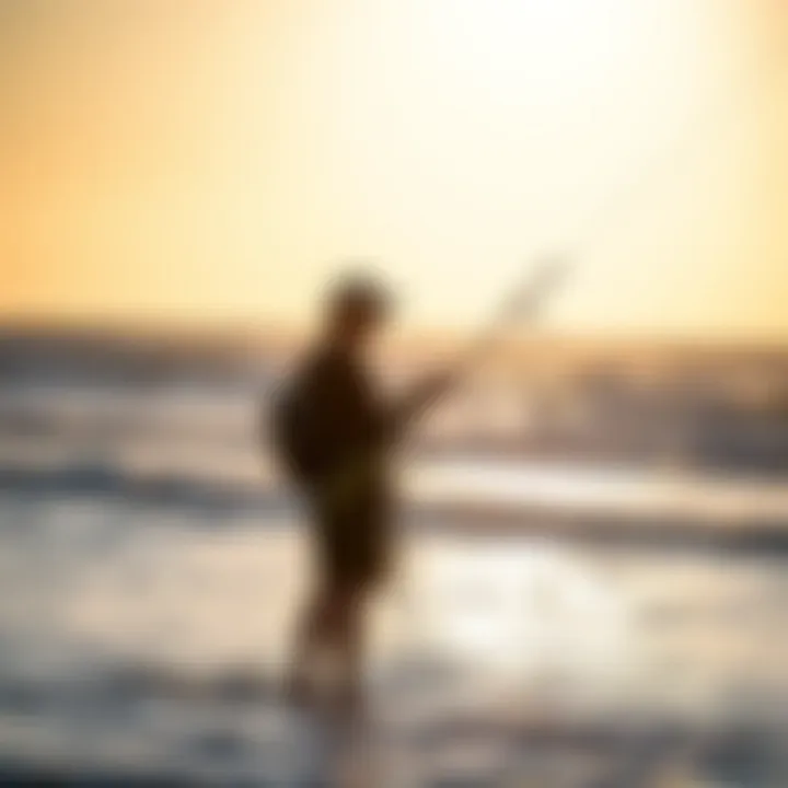 Kiteboarder assessing wind conditions on the beach