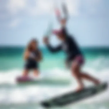 Instructors guiding kiteboarding techniques in Miami's waters