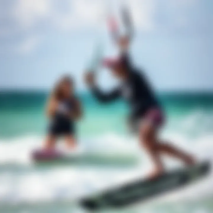 Instructors guiding kiteboarding techniques in Miami's waters