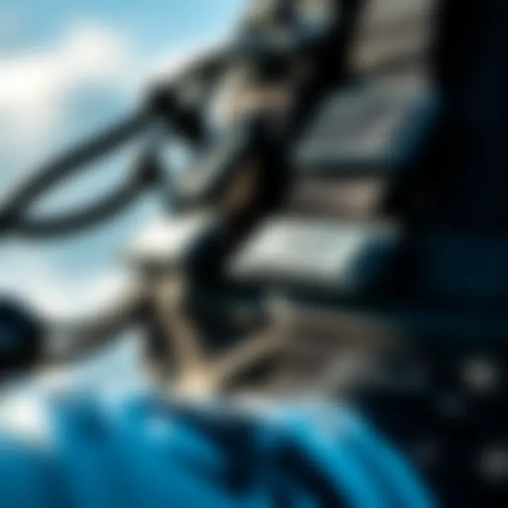 Close-up of materials used in the Mystic Aviator seat harness with focus on durability