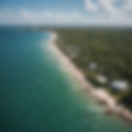 A stunning aerial view of Coconut Bay showcasing the perfect kiteboarding conditions.