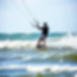 Kiteboarder navigating waves on Lake Erie