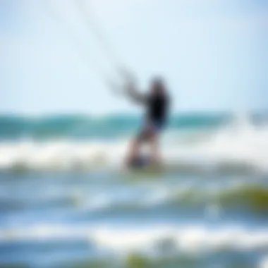 Kiteboarder navigating waves on Lake Erie