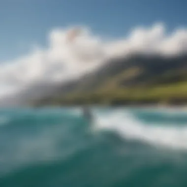 Kitesurfers Gliding Over Maui Waters A breathtaking view of kitesurfers gliding over the Maui waters
