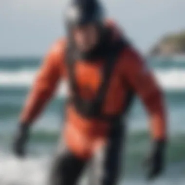 Close-up of dry suit material showcasing durability and flexibility