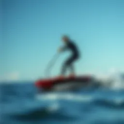 Electric foil board in action on the water