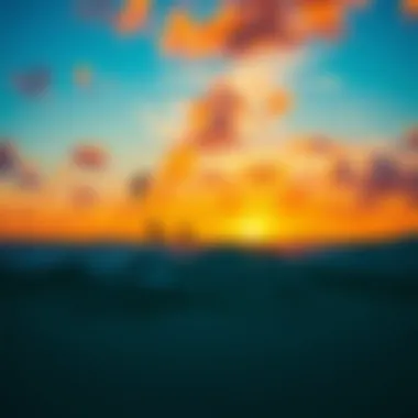 Sunset Kiteboarding Experience Vibrant sunset over Cancun's beach with kiteboarding silhouettes