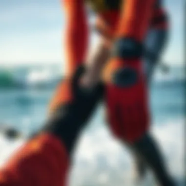 Neoprene gloves designed for cold water kiteboarding