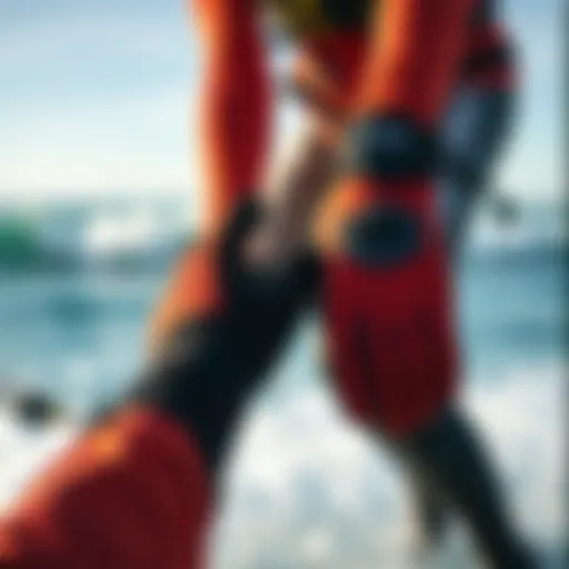 Neoprene gloves designed for cold water kiteboarding