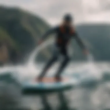 Dynamic view of the North foil board on water