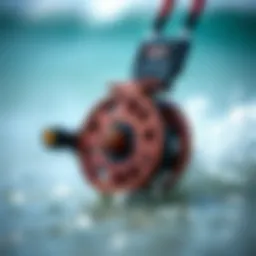 Detailed view of Oceanus reel leash showcasing its unique design