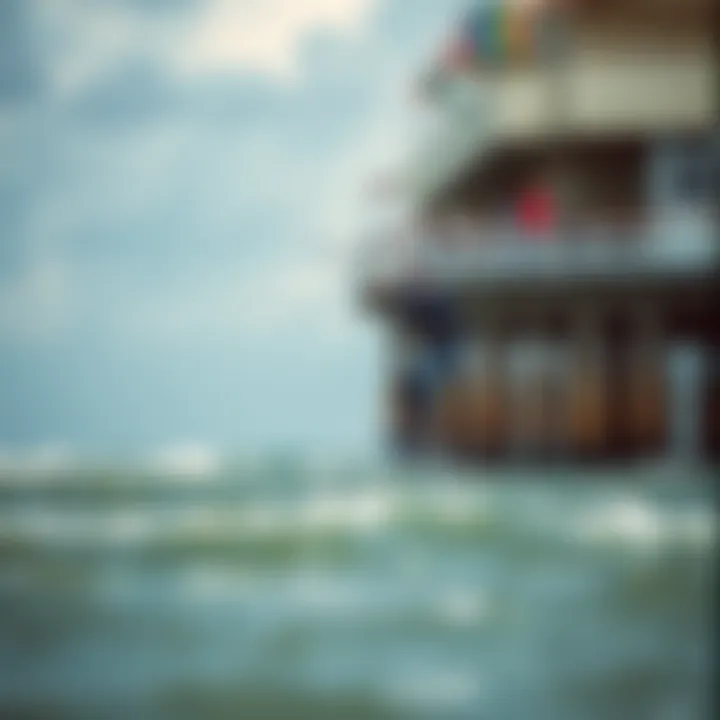 Kiteboarders taking advantage of the winds at the pier