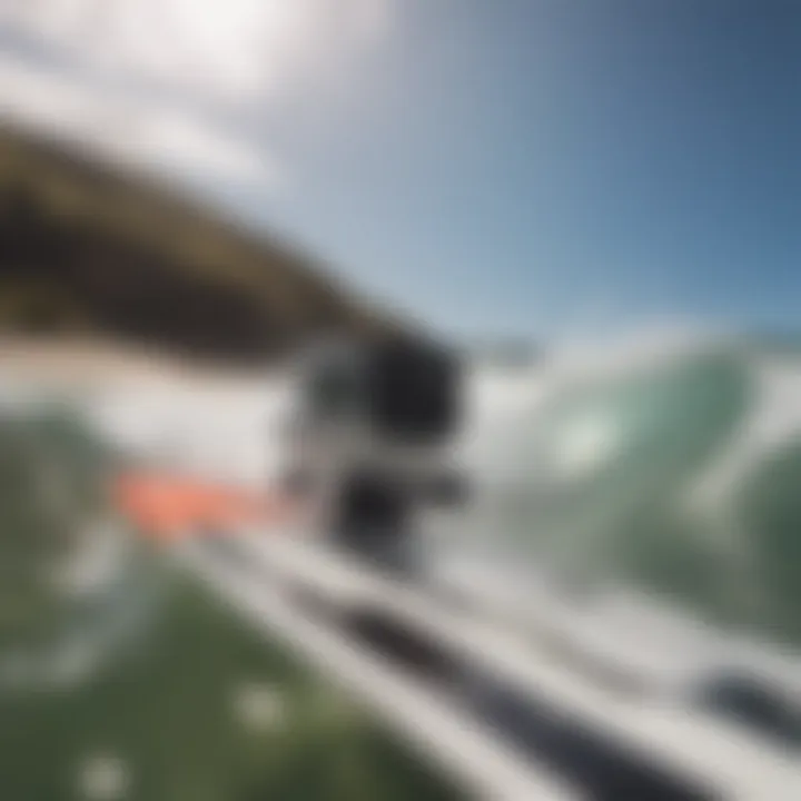 Kitesurfing enthusiast showcasing a GoPro mounted on a board