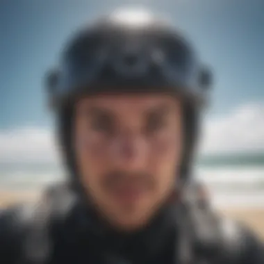 GoPro Helmet Mount for Kitesurfing Close-up of a GoPro mount attached to a helmet