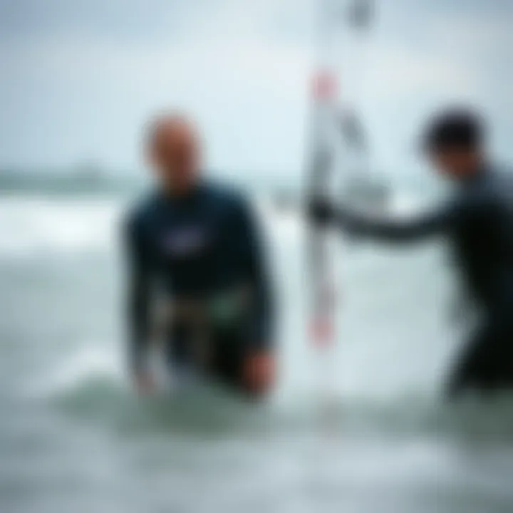 Kiteboarding enthusiast testing wetsuit fit