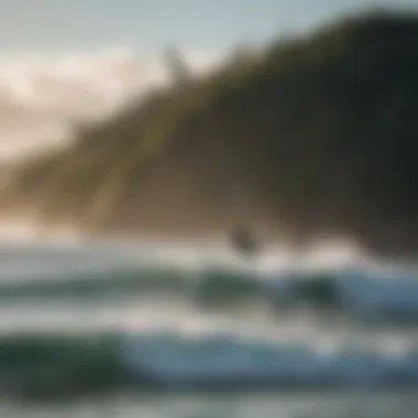 Scenic view of a popular kiteboarding location featuring Ocean Rodeo equipment