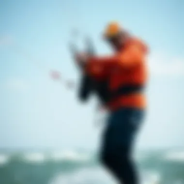 An instructor guiding a kiteboarding session