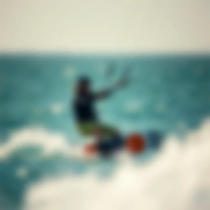 Expert Kitesurfer in Action A kitesurfer expertly maneuvering across the water