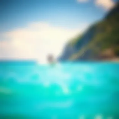 Idyllic Kitesurfing Spot An idyllic kitesurfing location with clear blue waters and vibrant coastline