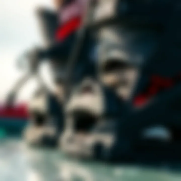 Close-up view of the Ride LX bindings showcasing design details