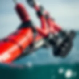 Close-up view of the innovative design features of the Slingshot kiteboarding equipment