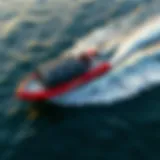 A stunning aerial view of the SPI Surf Shuttle gliding across the water