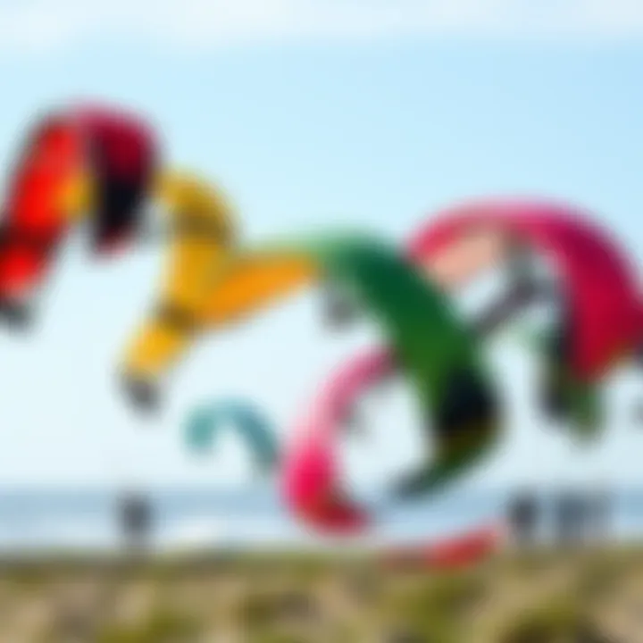 Different types of sport kites displayed in vibrant colors
