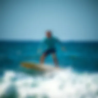 Surfer engaged in physical conditioning exercises