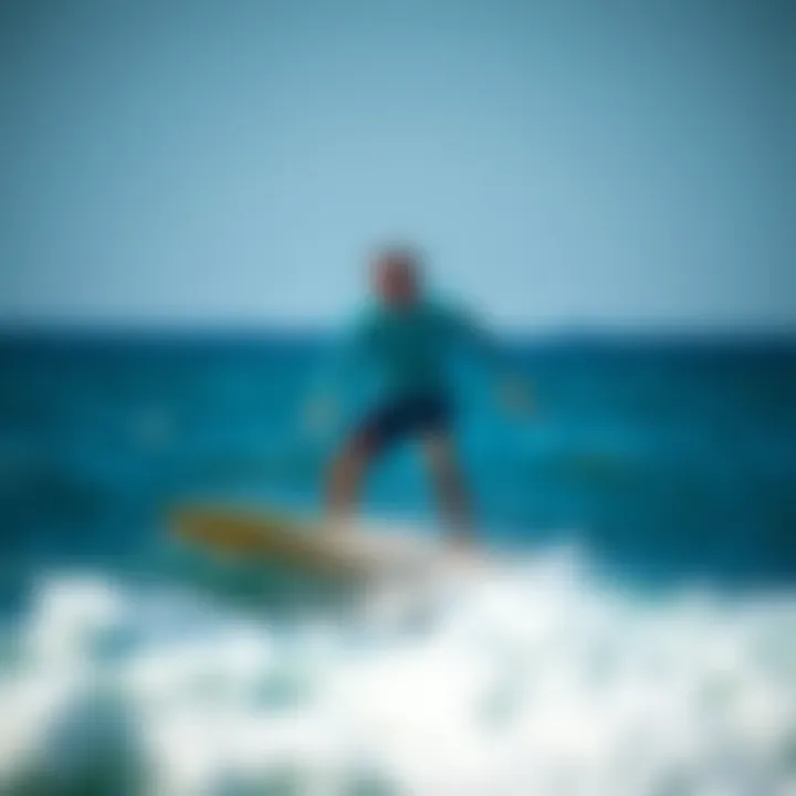 Surfer engaged in physical conditioning exercises