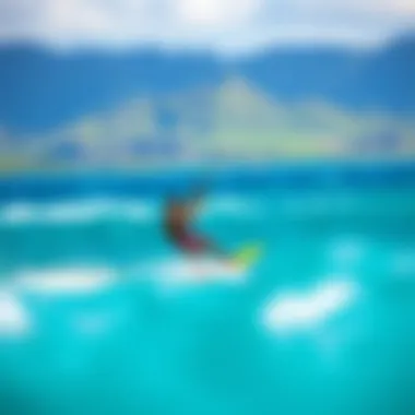 Kiteboarding Thrills at Taveuni Kiteboarder riding the waves near Taveuni's coastline