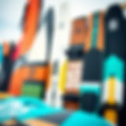 Different styles of kiteboards on display