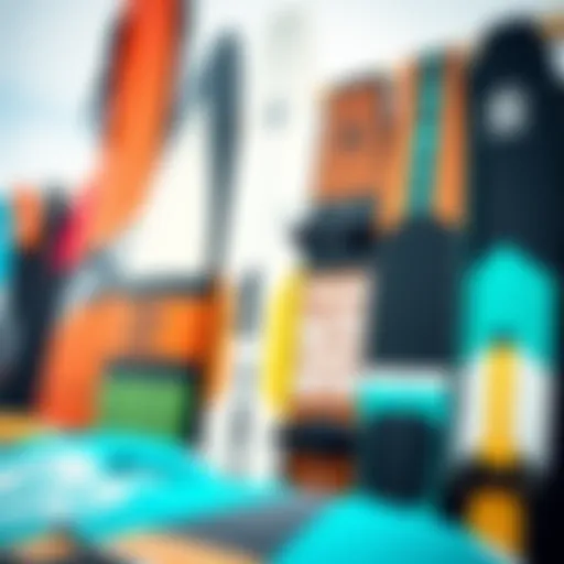 Different styles of kiteboards on display