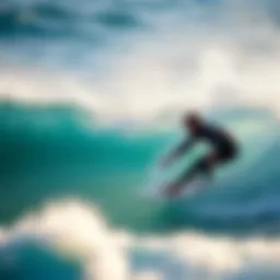 Dynamic surfer showcasing wetsuit performance
