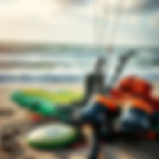 Essential Kitesurfing Equipment Kitesurfing gear displayed on the beach