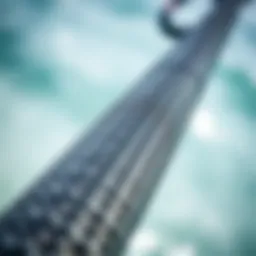 Close-up view of a carbon fibre mast showcasing its intricate weave and texture