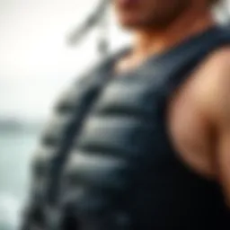 Close-up of a high-tech impact vest for kiteboarding