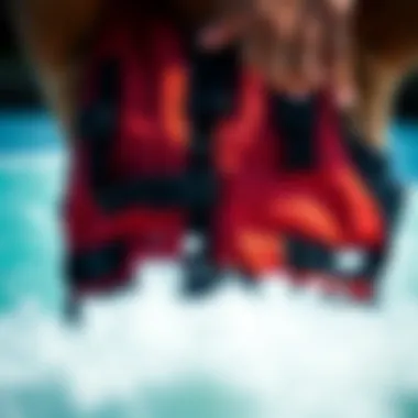 Flotation Vest Design with Safety Features Close-up of flotation vest design highlighting safety features
