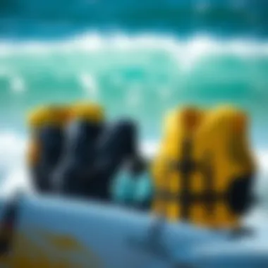 Variety of Flotation Vests for Surfers Variety of flotation vests displayed for selection