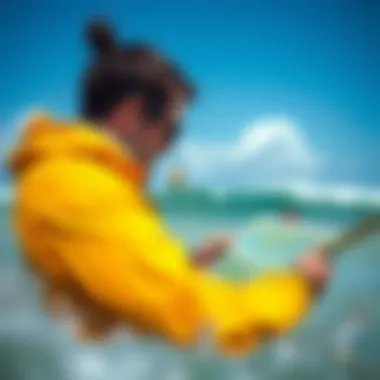 User examining weather patterns for kiteboarding plans