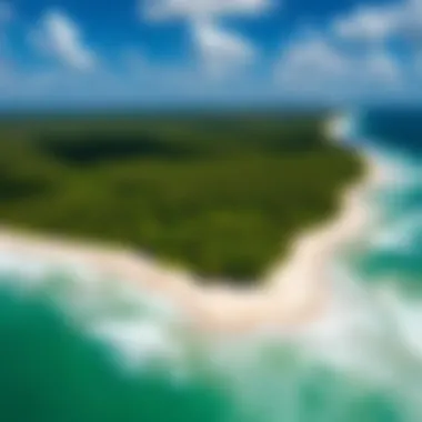 Ecological Importance of Tiger Tail Beach Aerial shot of the pristine environment around Tiger Tail Beach, emphasizing its ecological significance.