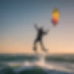 Dynamic kiteboarding action showcasing a vibrant kite in the sky