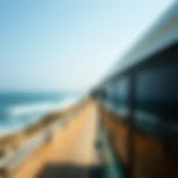 Scenic view of a bus traveling along the coastline