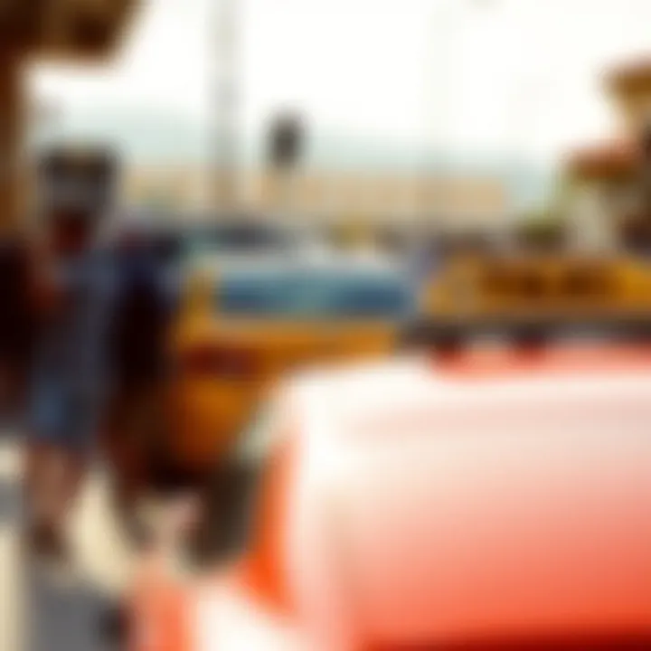 Convenient Taxi Services Available Taxi waiting for passengers at a busy location