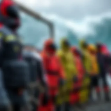 Comparative Overview of Drysuit Brands Various brands of drysuits displayed for comparison