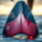 Detailed view of an F1 foil board showcasing its sleek design