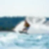 Hydro wakeboarding action on the water