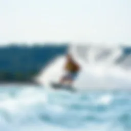 Hydro wakeboarding action on the water