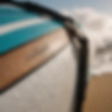 Close-up of high-quality materials used in a kite surfboard bag.