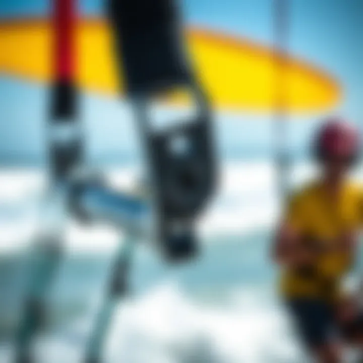 Detailed view of a kitesurfing bar showcasing its features