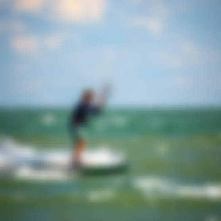 Kiteboarder navigating wind currents on Ohio waters